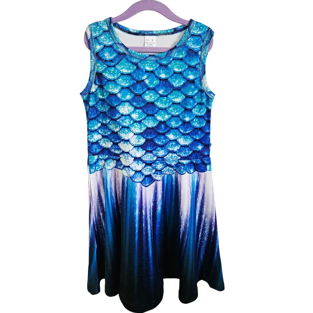 Mermaid Scale Design Dress Blue Dress Up Ocean Princess Mermaidcore Size L